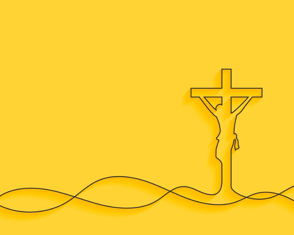 Cristo crucificado en una imagen con fondo amarillo
